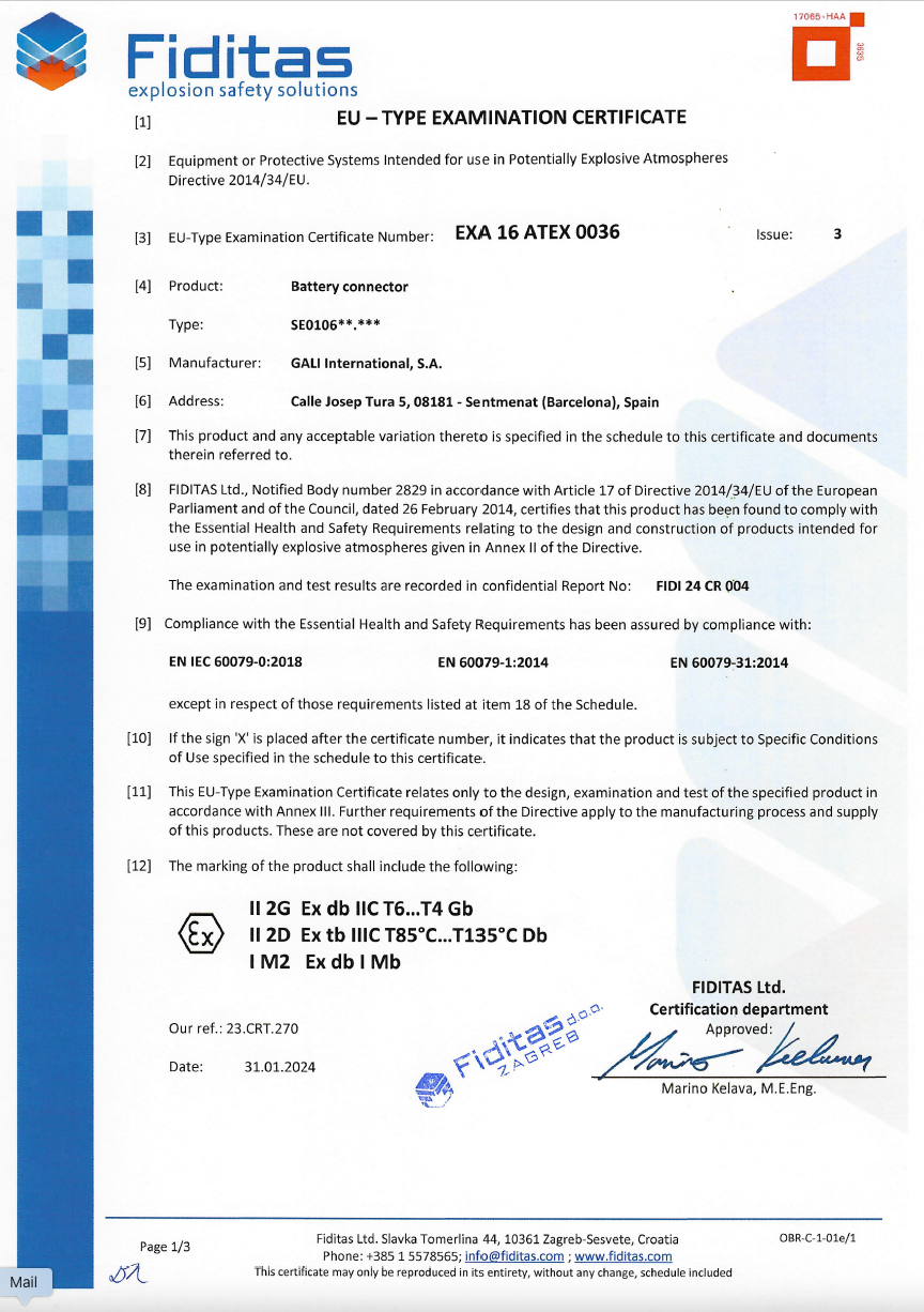 EXA 16 ATEX 0036 Issue 3