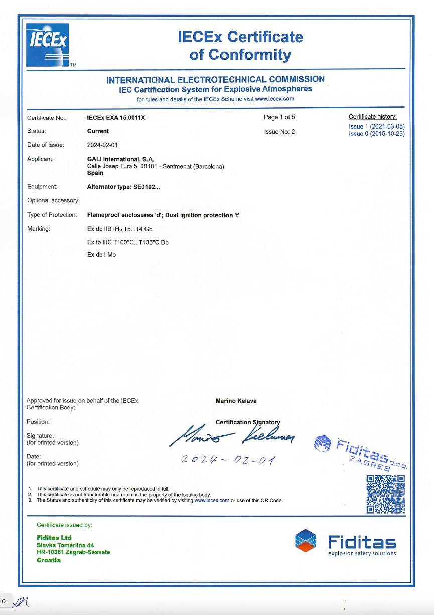 IECEx EXA 15 0011X signed